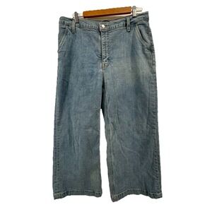 J.Crew Jeans Womens Size 31 Wide Leg Medium Blue wash  Pockets Crop Denim